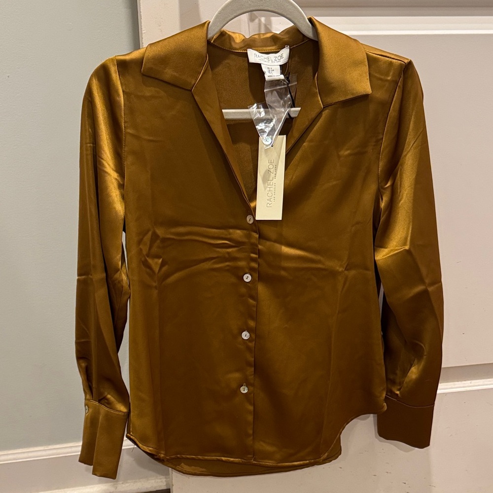 Rachel Zoe Gold Satin Blouse. New with tags